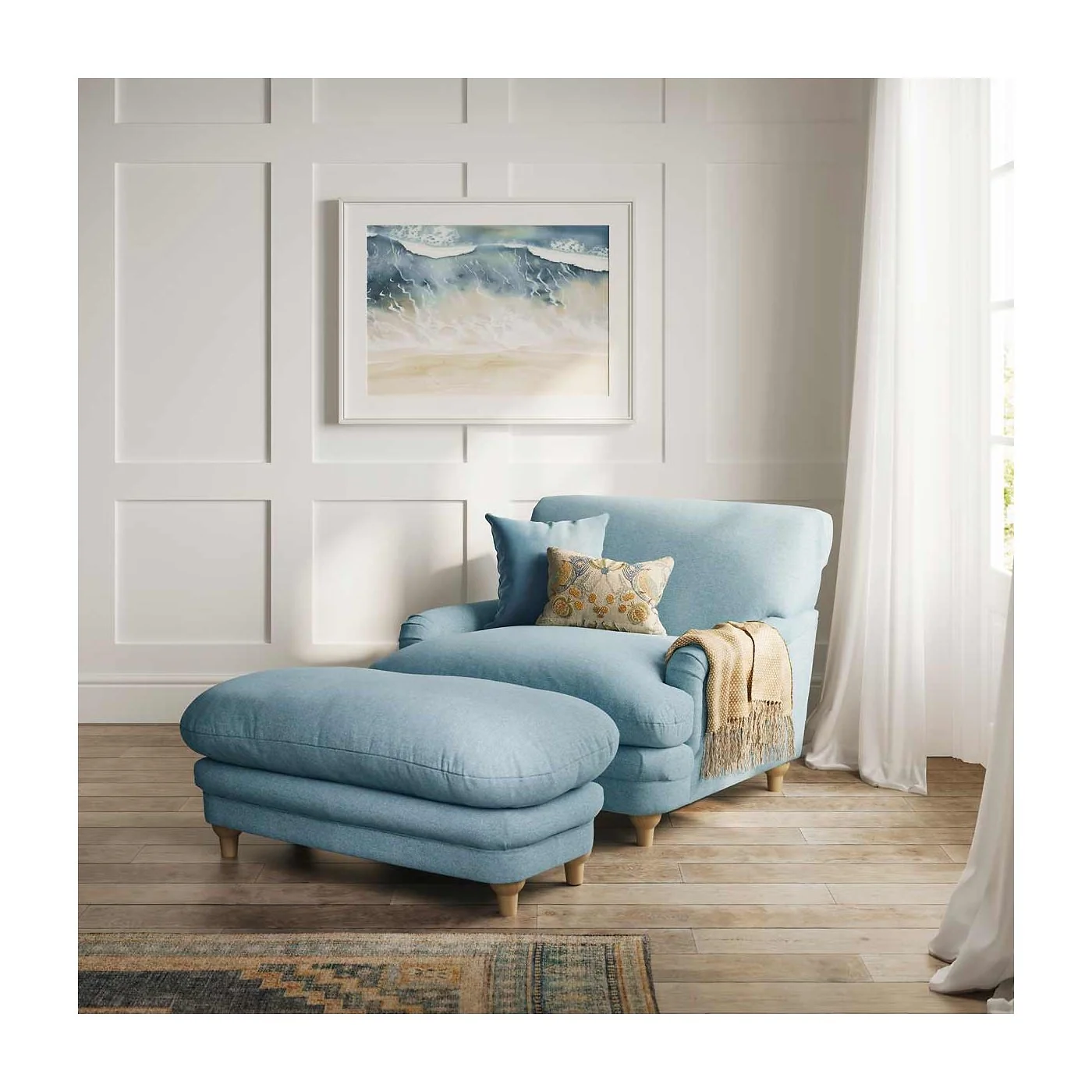 LPD Plumpton Footstool Duck Egg Blue Weave image 4