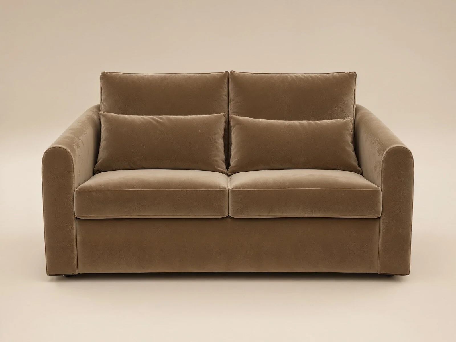 SOLACE+CO Rune 2 seater sofa bed in biscuit brown velvet - view 4