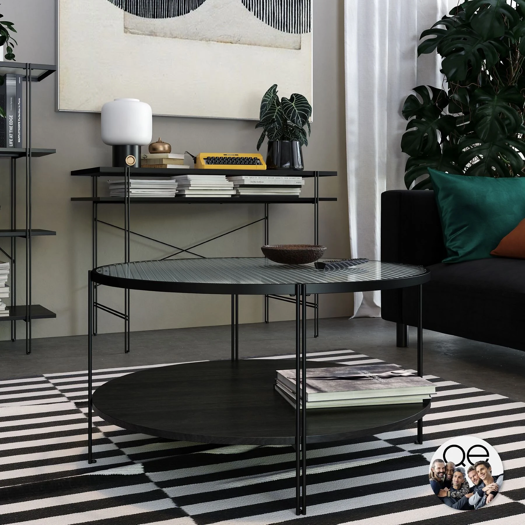 Dorel Wainwright Round Coffee Table Black Oak view 3