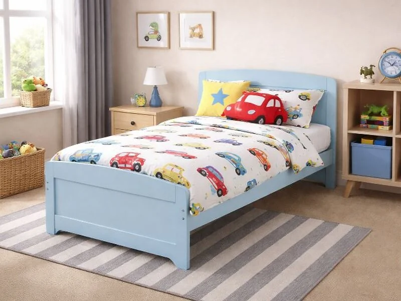 Wooden single bed frame for kids with optional storage drawers