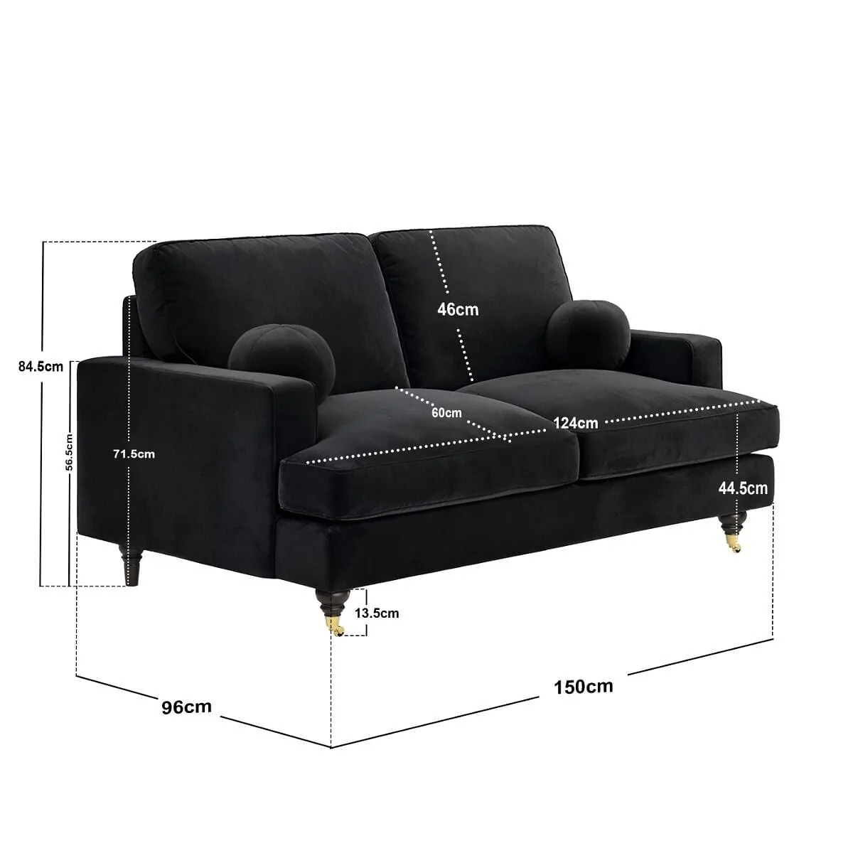 SOLACE+CO Addison 2 seater sofa with caster legs - view 10