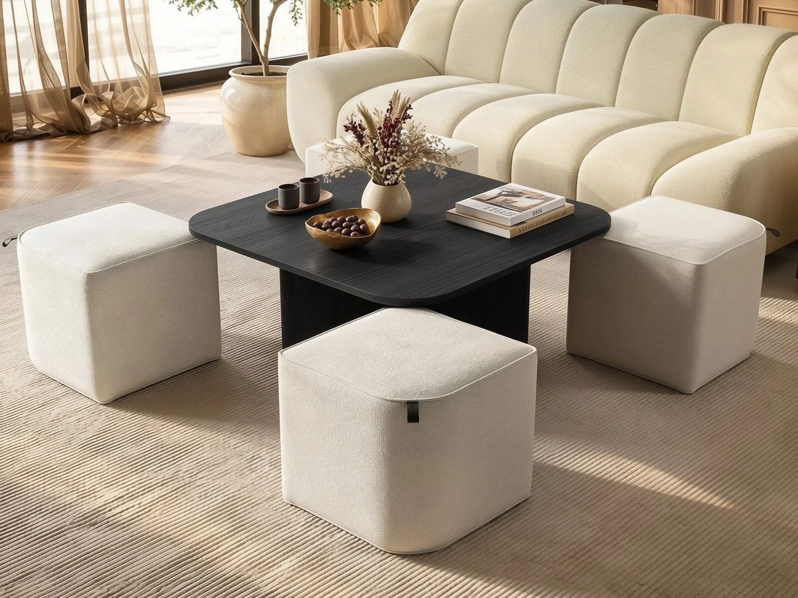 SOLACE+CO Leto Square Coffee Table & Seating Set – view 3