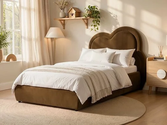 Flair Elyna single upholstered bed with cloud headboard