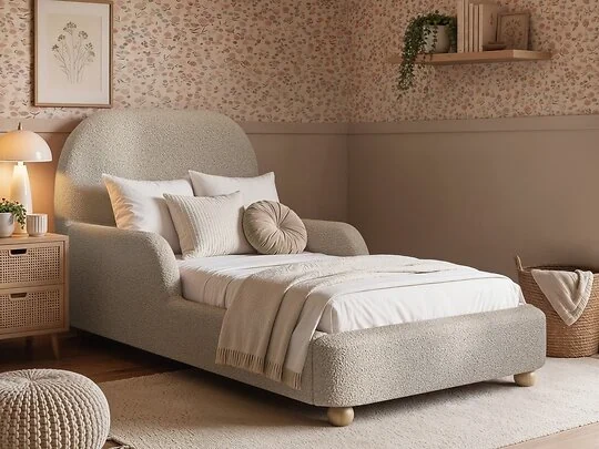Flair Kira upholstered single bed with side rails