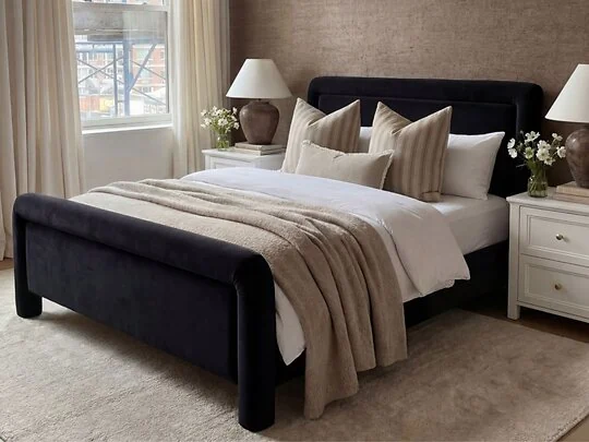 LPD Leonnie upholstered bed frame chenille fabric
