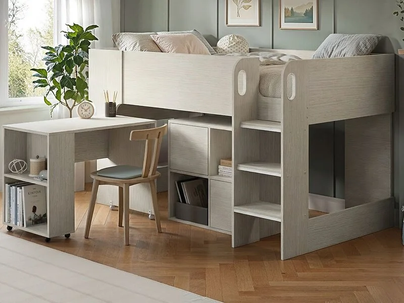 Flair Leo white oak mid sleeper with desk - view 4