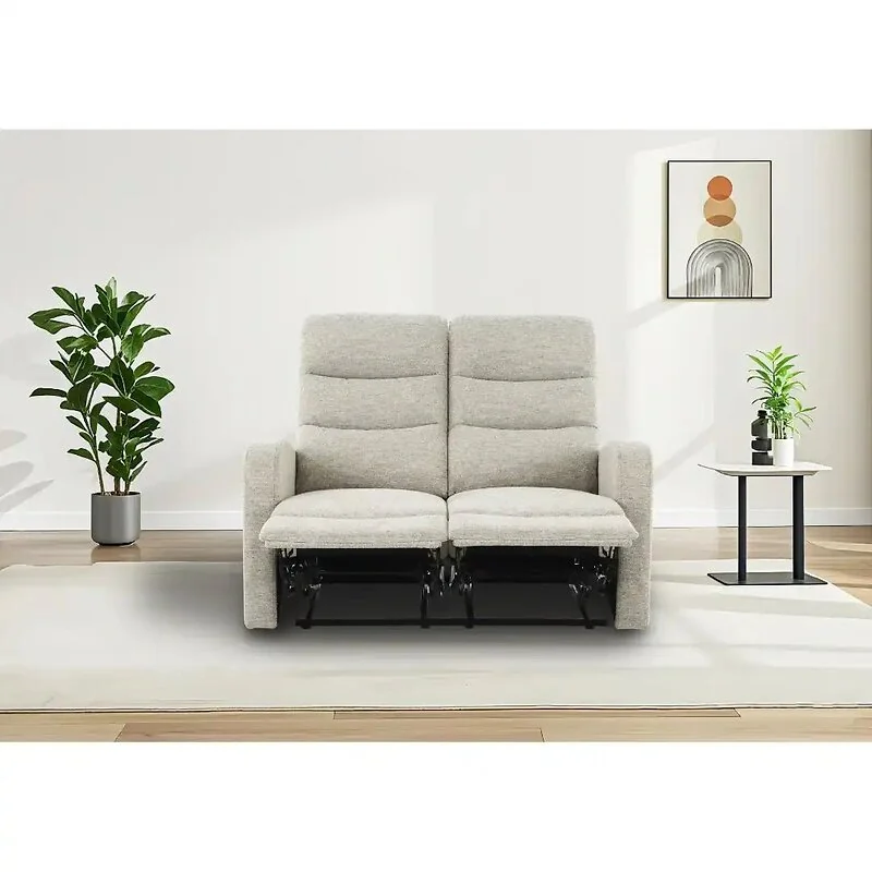 Dorel Rena 2Seater Sofa with Manuel Recliner Natural Linen Look