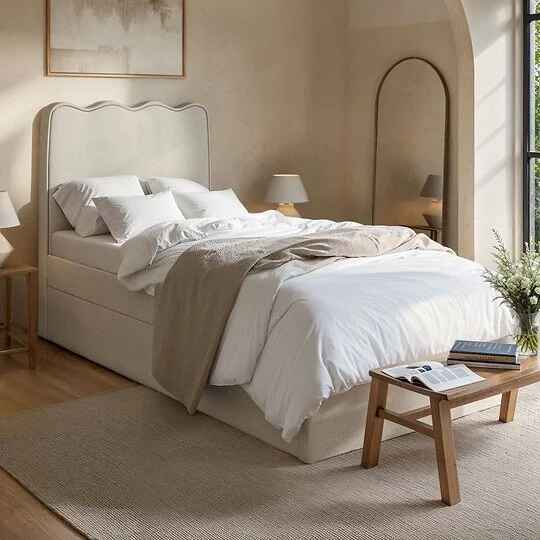 Flair Ellis single bed with trundle in beige