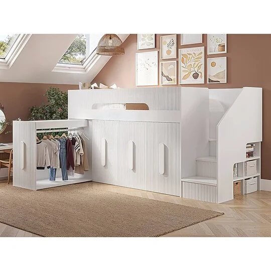 Flair Alexis Mid Sleeper with 4 Pull-Out Wardrobes Ribbed