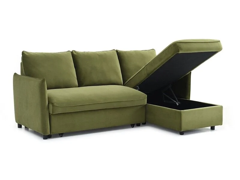 Kyoto Blaire reversible corner sofa bed with piping detail, black legs and chaise seating.