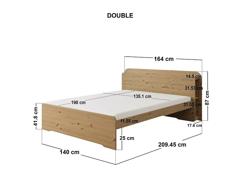 Noomi Evie Wooden Bookcase Bed with Headboard Shelves – view 9