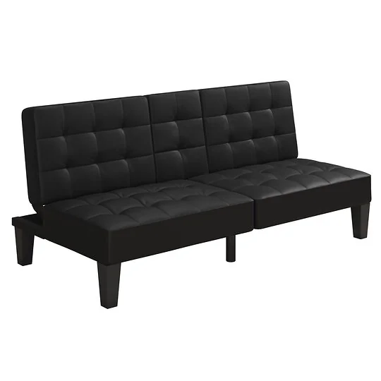 Dorel Adalynn Convertible Futon Black Faux Leather