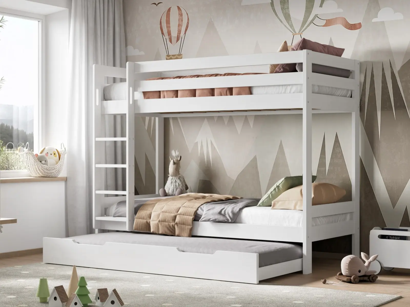 noomi nora white bunk bed with open trundle